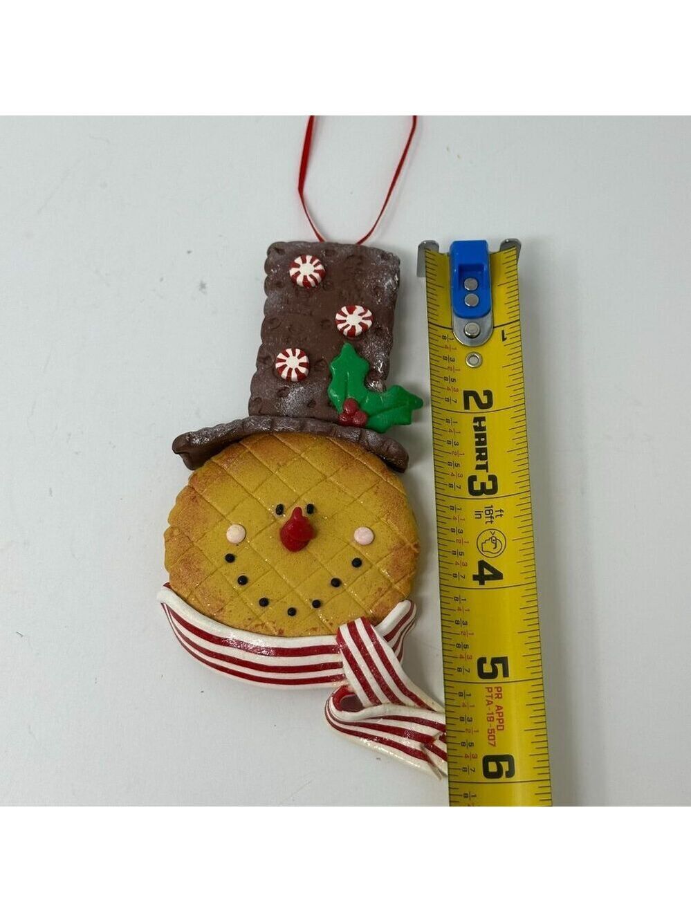 Snowman Ornament Faux Cookie Chocolate Peppermint Top Hat Holiday Kitchen Decor - Picture 16 of 16